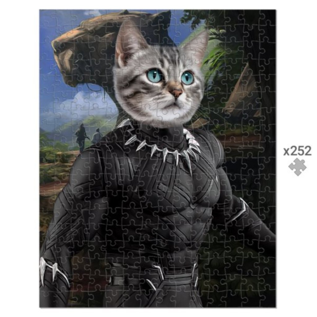 Black Panther (Marvel Inspired): Custom Pet Puzzle - Paw & Glory - #pet portraits# - #dog portraits# - #pet portraits uk#