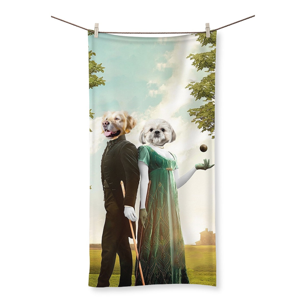 Kate & Anthony (Bridgerton Inspired): Custom Pet Towel, Paw & Glory, paw and glory, dog and cat paintings, dog photo art, classic dog paintings, fancy dog picture, artist dog portraits