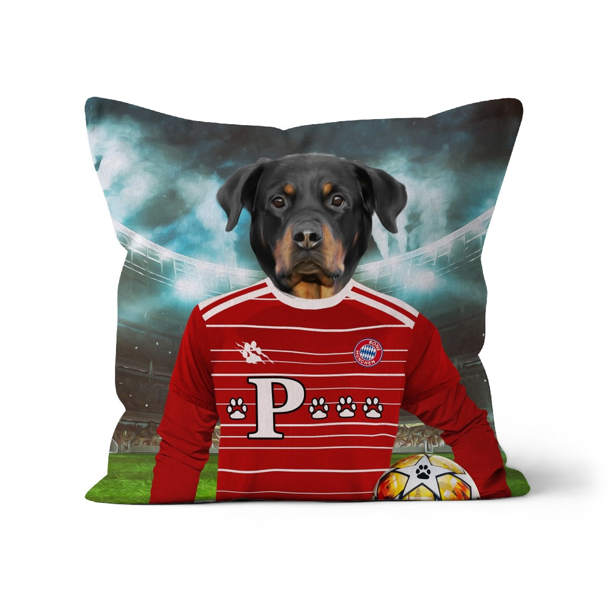 Pawyern Munich Football Club Paw & Glory, pawandglory, dog print pillow, make your pet a pillow, portrait pillow, pillow of my dog, best pet pillow, custom pillow design, Pet Portrait cushion,