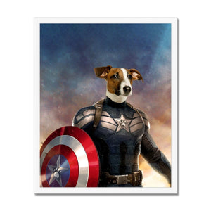 Captain America: Custom Pet Framed Portrait - Paw & Glory, paw and glory, my pet painting, aristocrat dog painting, small dog portrait, in home pet photography, paintings of pets from photos, professional pet photos, pet portraits