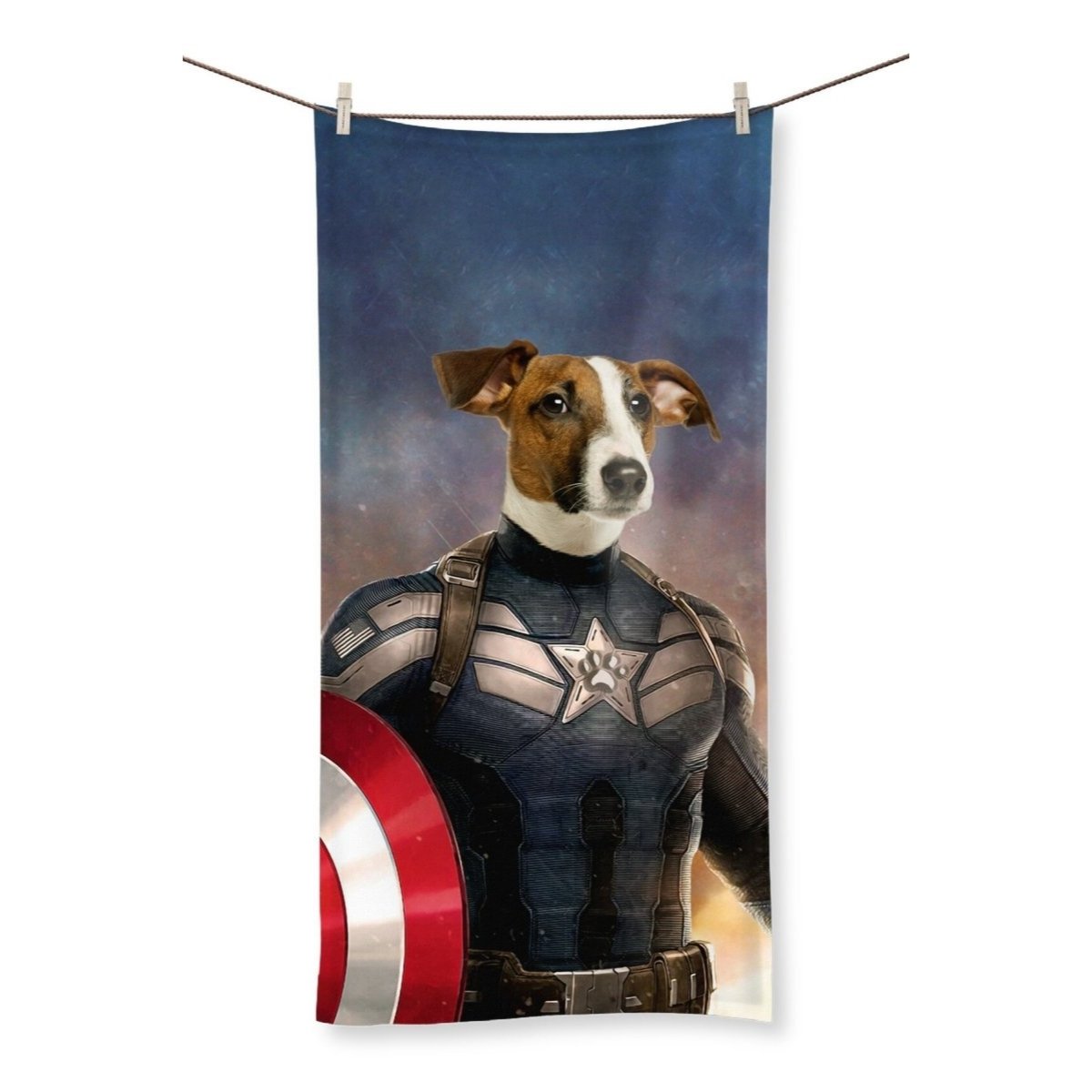 Captain America: Custom Pet Towel - Paw & Glory - #pet portraits# - #dog portraits# - #pet portraits uk#Paw & Glory, paw and glory, professional pet photos, painting of your dog, funny dog paintings, small dog portrait, dog portrait background colors, custom dog painting, pet portraits,pet portraits Towel,