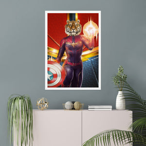 Captain Marvel: Animal Art Poster - Paw & Glory - #pet portraits# - #dog portraits# - #pet portraits uk#