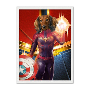 Captain Marvel: Custom Pet Portrait - Paw & Glory, paw and glory, in home pet photography, pet photo clothing, professional pet photos, dog canvas art, for pet portraits, admiral pet portrait, pet portraits
