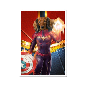 Captain Marvel: Custom Pet Portrait - Paw & Glory, pawandglory, dog astronaut photo, draw your pet portrait, dog and couple portrait, pet photo clothing, pet portrait admiral, for pet portraits, pet portrait