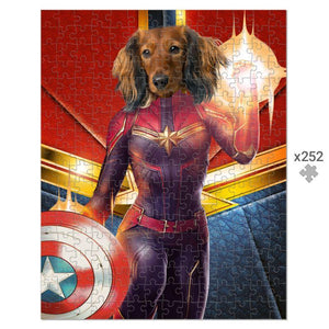 Captain Marvel: Custom Pet Puzzle - Paw & Glory - #pet portraits# - #dog portraits# - #pet portraits uk#paw and glory, pet portraits Puzzle,personalized pet puzzle portrait, pet puzzle art, custom pet puzzle art, dog puzzle portrait, custom dog puzzle