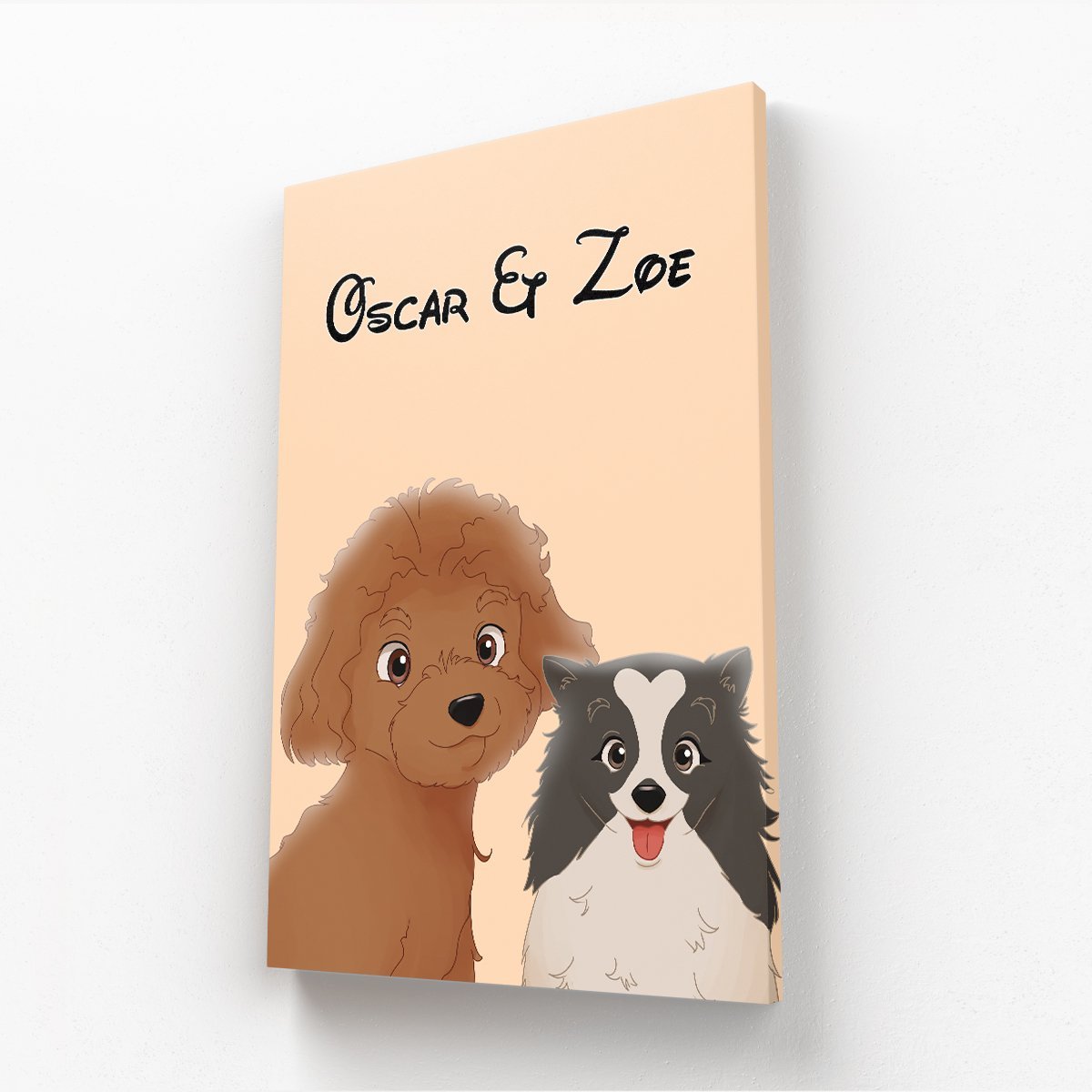 Cartoon: Custom 2 Pet Canvas - Paw & Glory - #pet portraits# - #dog portraits# - #pet portraits uk#paw & glory, pet portraits canvas,dog canvas painting, dog canvas wall art, personalised dog canvas, dog canvas bag, canvas of pet