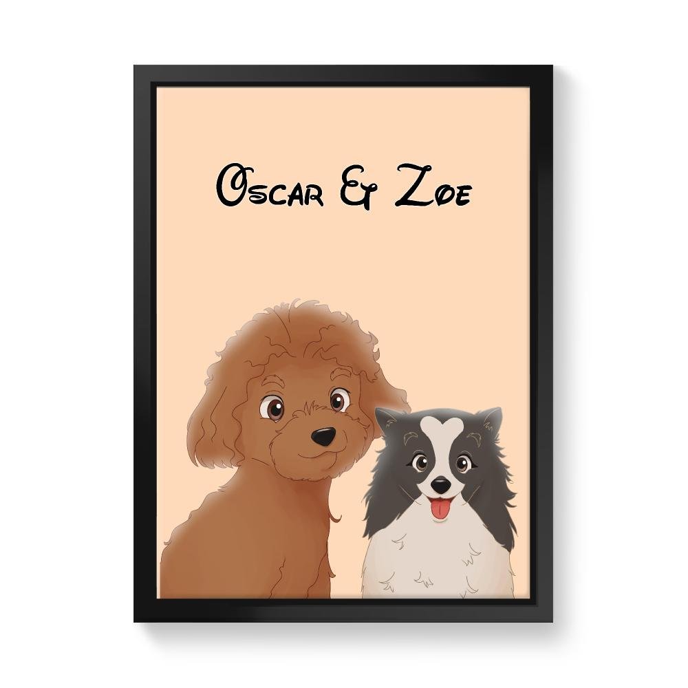 Cartoon: Custom 2 Pet Canvas - Paw & Glory - #pet portraits# - #dog portraits# - #pet portraits uk#paw & glory, pet portraits canvas,dog canvas painting, dog canvas wall art, personalised dog canvas, dog canvas bag, canvas of pet