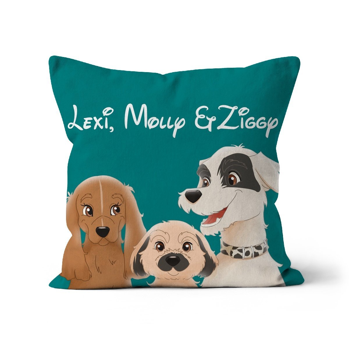 Cartoon: Custom 3 Pet Throw Pillow - Paw & Glory - #pet portraits# - #dog portraits# - #pet portraits uk#paw & glory, pet portraits pillow,pet face pillow, dog memory pillow, pet print pillow, custom pillow of your pet, pet custom pillow, print pet on pillow