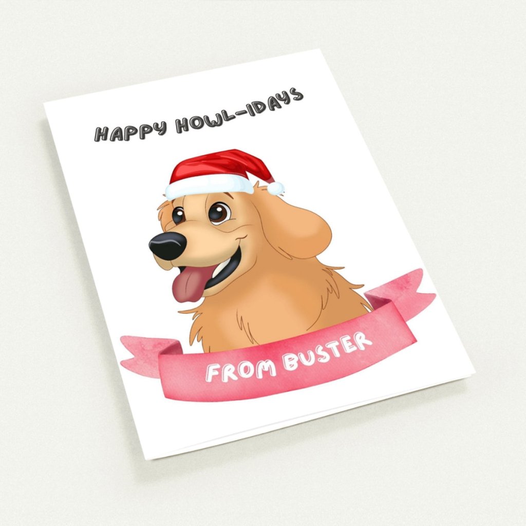 Cartoon Happy Howlidays Christmas Cards - Paw & Glory - #pet portraits# - #dog portraits# - #pet portraits uk#