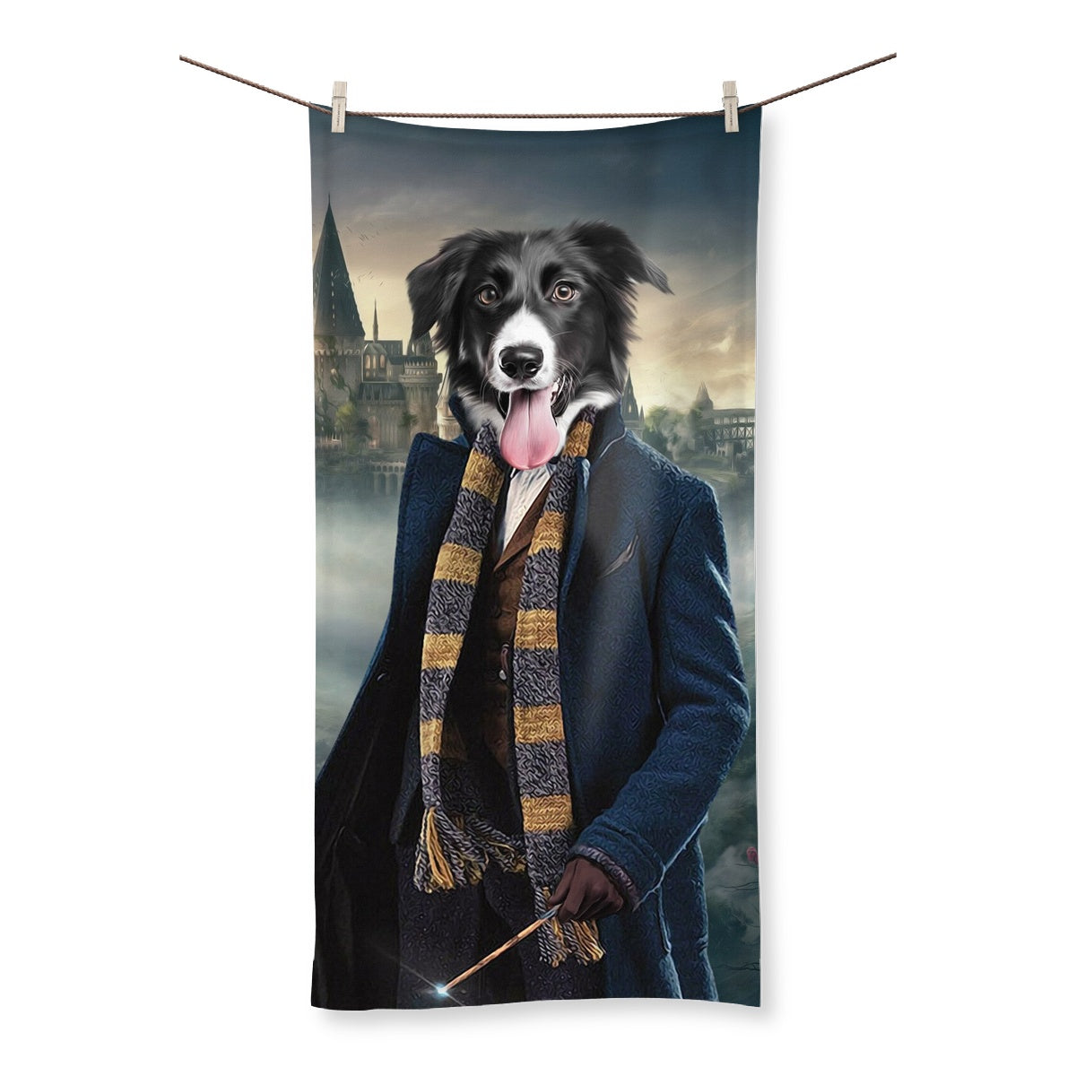 The Clever Wizard (Harry Potter Inspired): Custom Pet Towel- Paw & Glory, pawandglory, pet portrait towel, pets face on a towel, custom pet towel, custom pet portrait towel, personalized pet portrait towel, personalised pet portrait towel, Paw & Glory