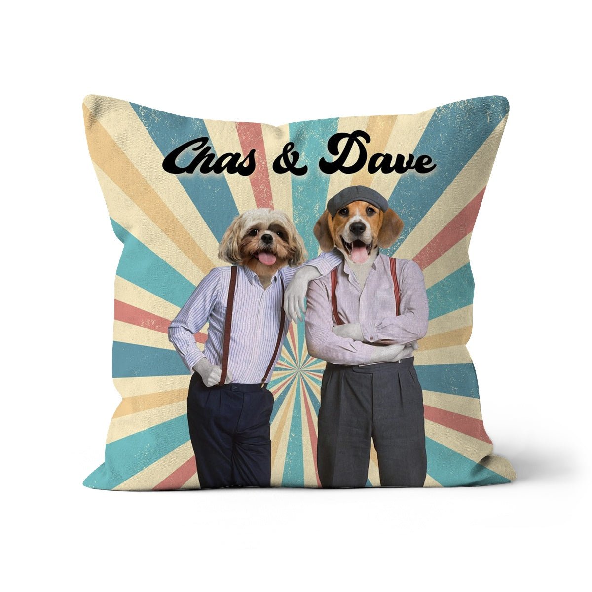 Chas & Dave: Custom Pet Cushion - Paw & Glory - #pet portraits# - #dog portraits# - #pet portraits uk#paw and glory, pet portraits cushion,personalised dog pillows, dog photo on pillow, pillow with dogs face, dog pillow cases, pillow custom, pet custom pillow