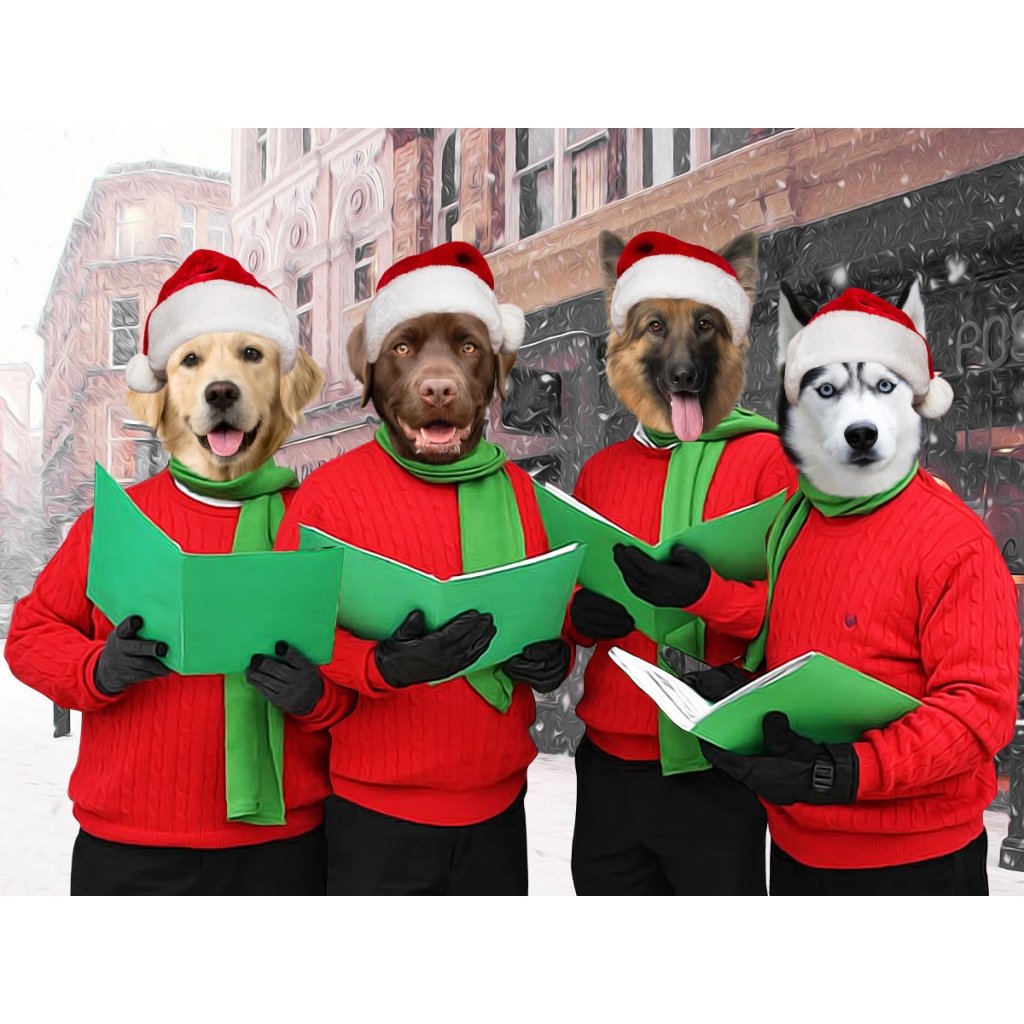Christmas Cheer Choir: Custom Digital Download Pet Portrait - Paw & Glory - #pet portraits# - #dog portraits# - #pet portraits uk#