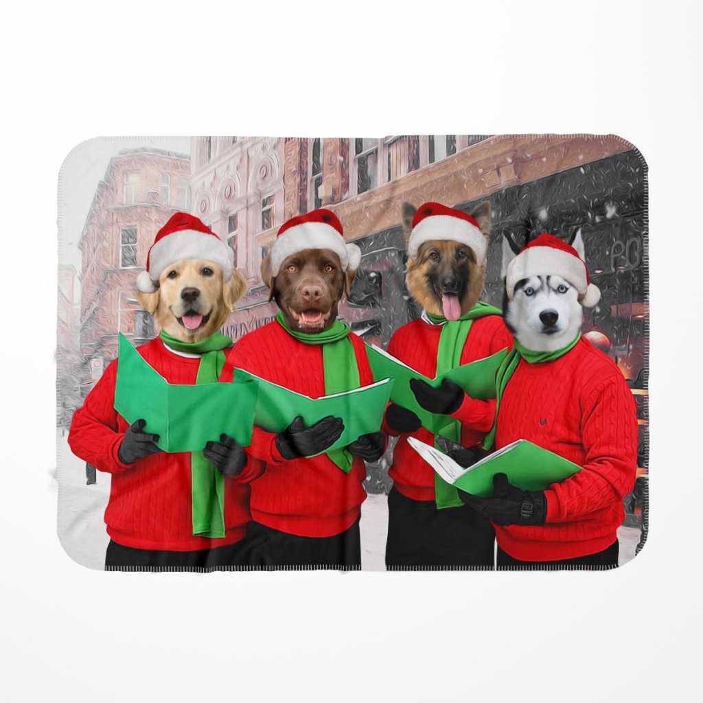 Christmas Cheer Choir: Custom Pet Blanket - Paw & Glory - #pet portraits# - #dog portraits# - #pet portraits uk#