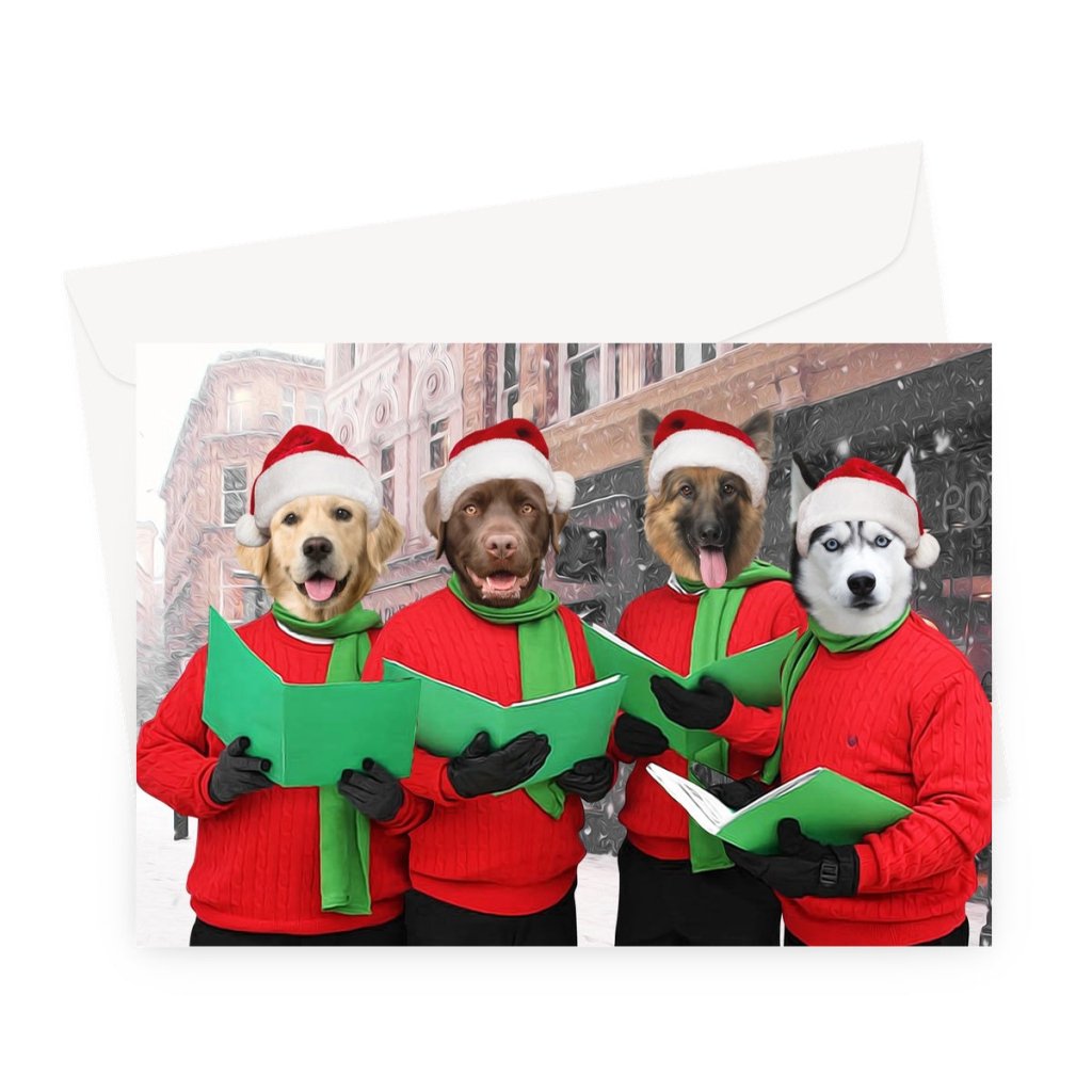 Christmas Cheer Choir: Custom Pet Greeting Card - Paw & Glory - #pet portraits# - #dog portraits# - #pet portraits uk#