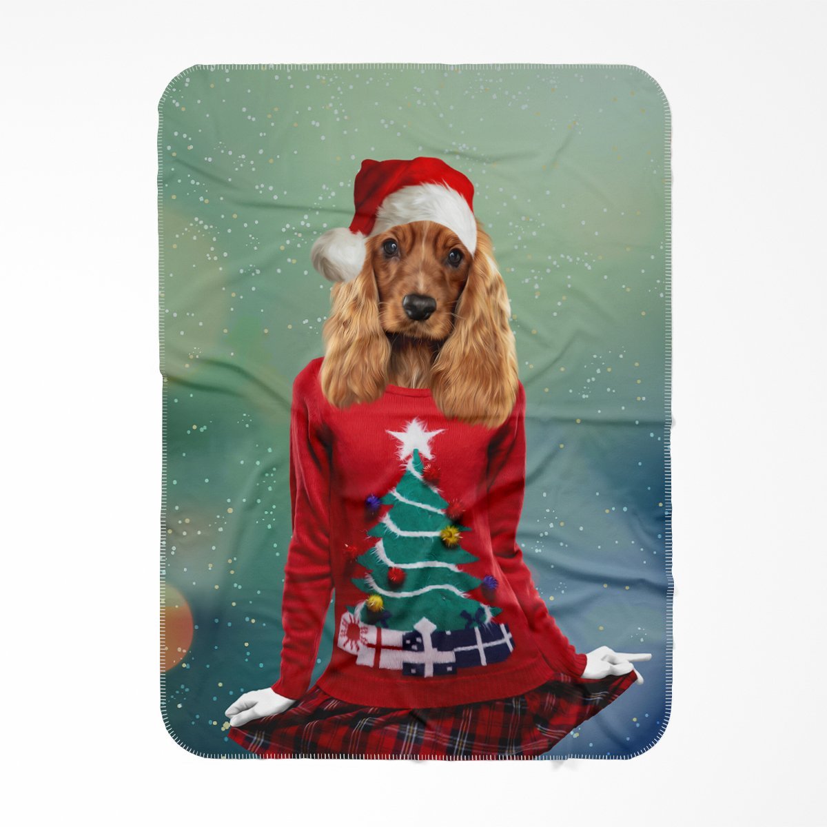 Christmas Jumper Chick: Custom Pet Blanket - Paw & Glory - #pet portraits# - #dog portraits# - #pet portraits uk#Pawandglory, Pet art blanket,print your pet blanket, custom blanket of your pet, pet custom blanket, get your pet printed on a blanket, pet blanket print
