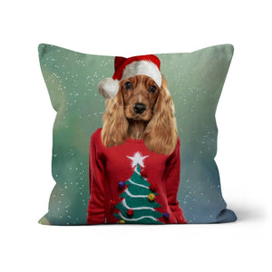 Christmas Jumper Chick: Custom Pet Cushion - Paw & Glory - #pet portraits# - #dog portraits# - #pet portraits uk#paw and glory, pet portraits cushion,pillows of your dog, pet face pillow, pet custom pillow, pet print pillow, dog photo on pillow