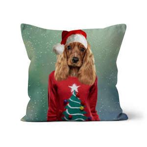 Christmas Jumper Chick: Custom Pet Cushion - Paw & Glory - #pet portraits# - #dog portraits# - #pet portraits uk#paw & glory, pet portraits pillow,dog on pillow, pet print pillow, print pet on pillow, custom cat pillows, pet face pillow