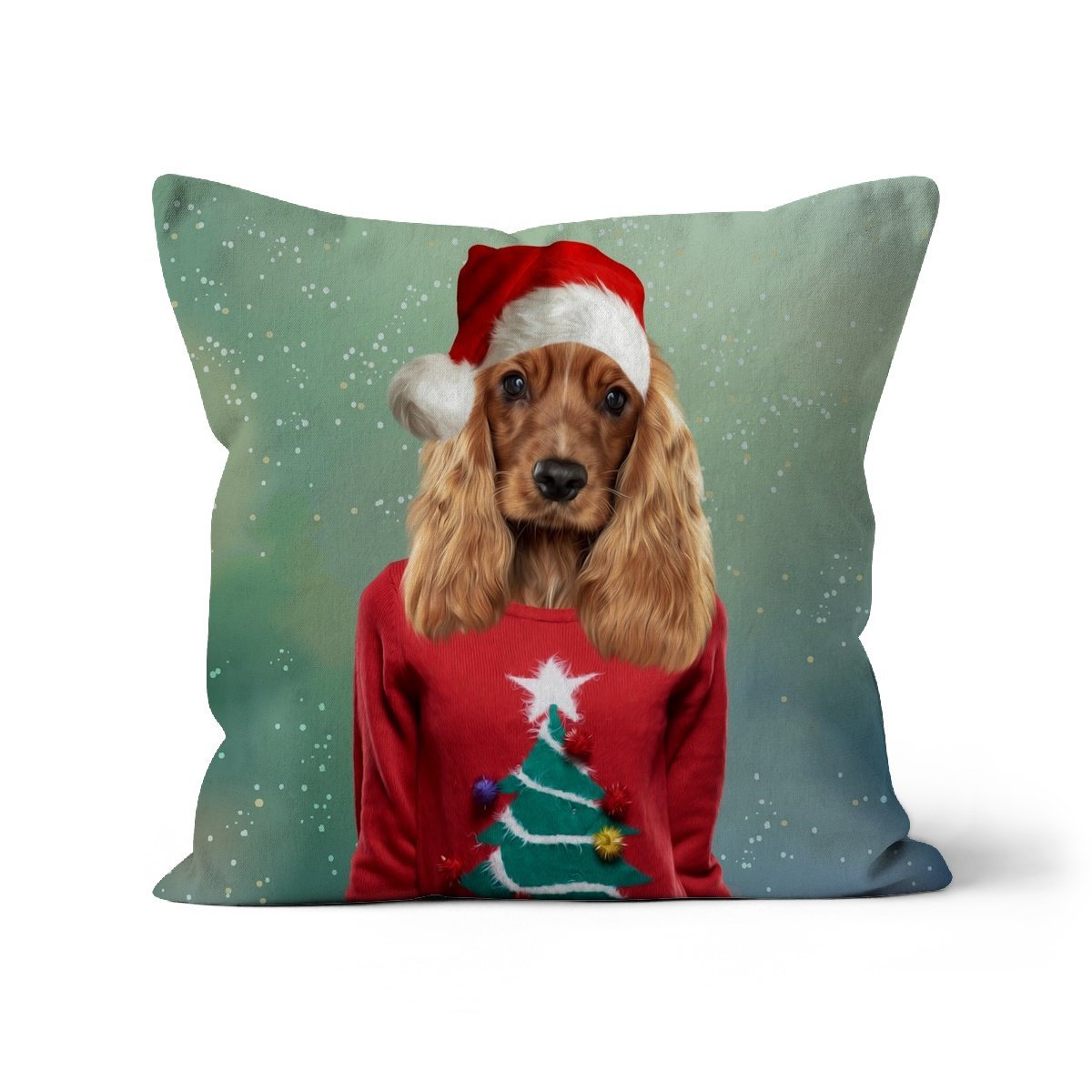 Christmas Jumper Chick: Custom Pet Cushion - Paw & Glory - #pet portraits# - #dog portraits# - #pet portraits uk#paw and glory, custom pet portrait cushion,pet custom pillow, pillows of your dog, custom pillow of pet, dog on pillow, dog photo on pillow