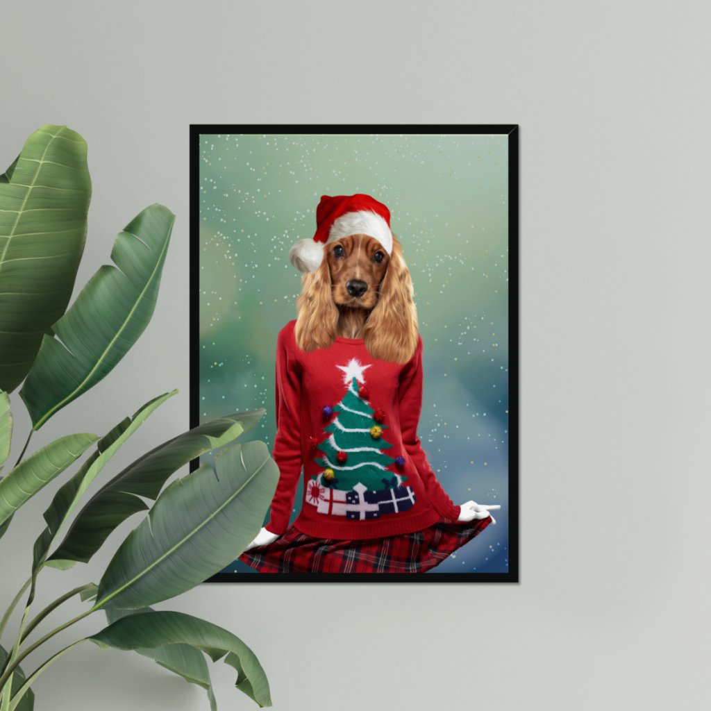Christmas Jumper Chick: Custom Pet Portrait - Paw & Glory, pawandglory, painting pets, pet portraits in oils, aristocratic dog portraits, pictures for pets, hogwarts dog houses, dog portraits as humans, pet portrait