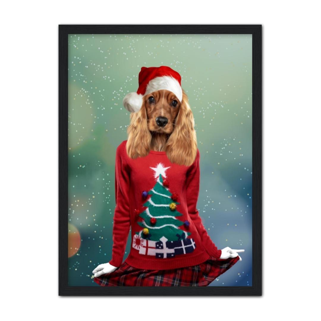 Christmas Jumper Chick: Custom Pet Portrait - Paw & Glory, pawandglory, painting pets, pet portraits in oils, aristocratic dog portraits, pictures for pets, hogwarts dog houses, dog portraits as humans, pet portrait