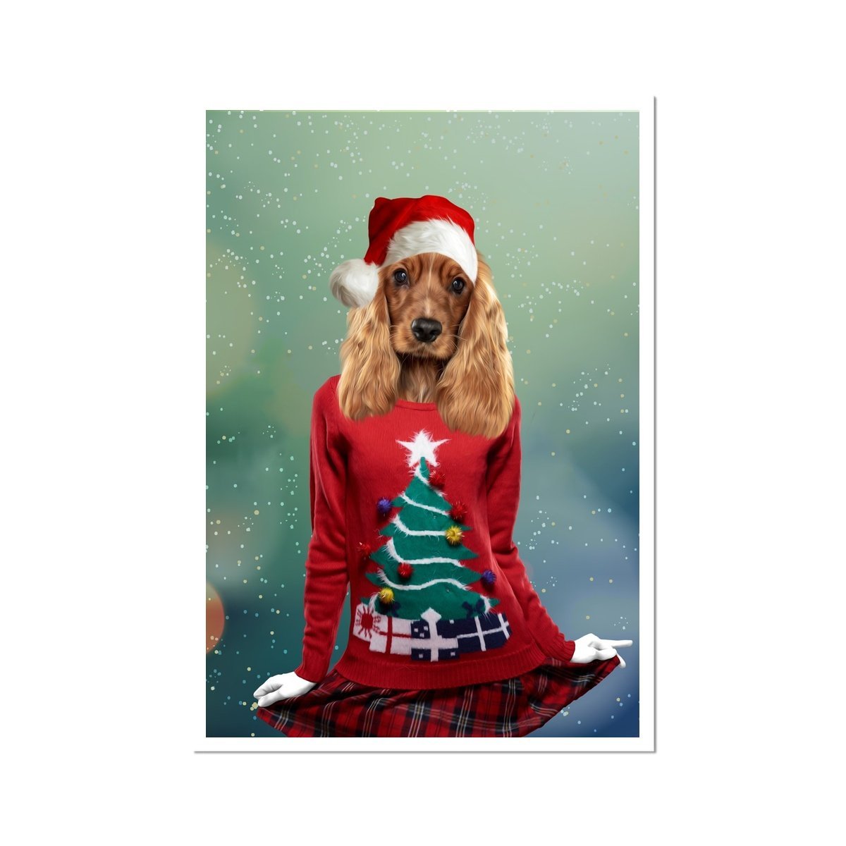 Christmas Jumper Chick: Custom Pet Poster - Paw & Glory - #pet portraits# - #dog portraits# - #pet portraits uk#Paw & Glory, pawandglory, dog drawing from photo, my pet painting, aristocratic dog portraits, aristocrat dog painting, dog canvas art, nasa dog portrait, pet portraits