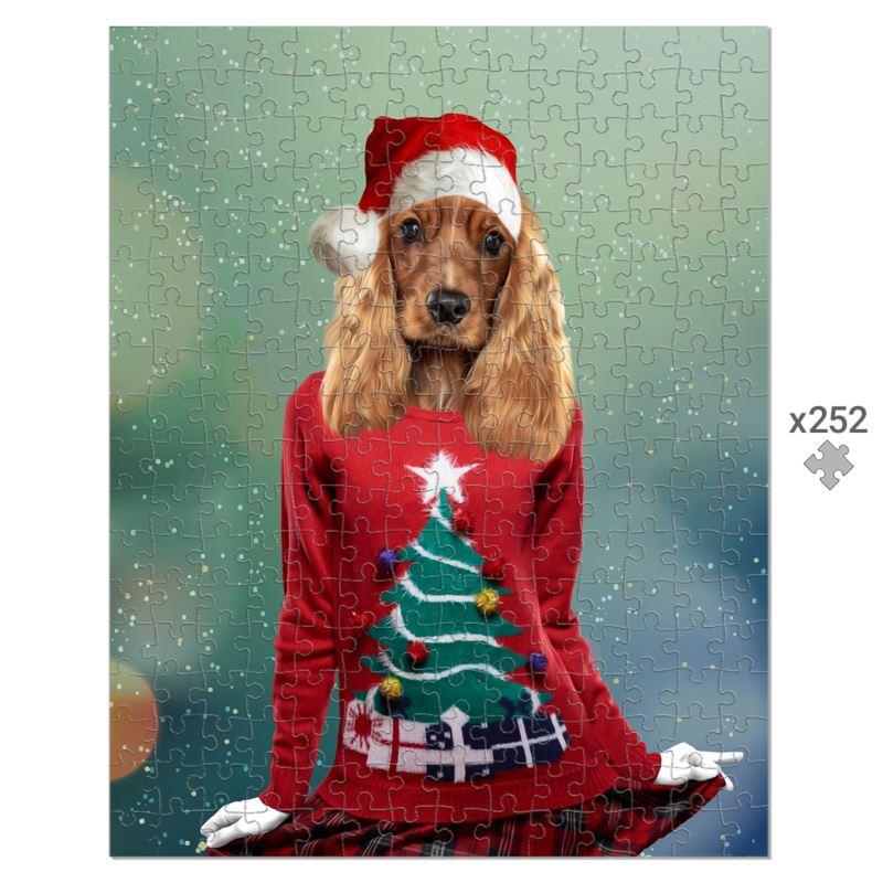 Christmas Jumper Chick: Custom Pet Puzzle - Paw & Glory - #pet portraits# - #dog portraits# - #pet portraits uk#pawandglory, pet art Puzzle,paw puzzle with dogs, funny pet picture, pawtraits, dog in suit painting, paintings of my dog