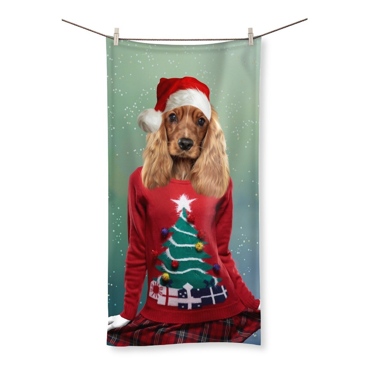 Christmas Jumper Chick: Custom Pet Towel - Paw & Glory - #pet portraits# - #dog portraits# - #pet portraits uk#Paw & Glory, pawandglory, original pet portraits, dog canvas art, pictures for pets, minimal dog art, louvenir pet portrait, custom pet paintings, pet portraits,pet portraits Towel,