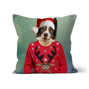 Christmas Jumper Dude: Custom Pet Cushion - Paw & Glory - #pet portraits# - #dog portraits# - #pet portraits uk#paw and glory, custom pet portrait cushion,custom pillow of your pet, print pet on pillow, personalised cat pillow, dog shaped pillows, custom pillow of pet