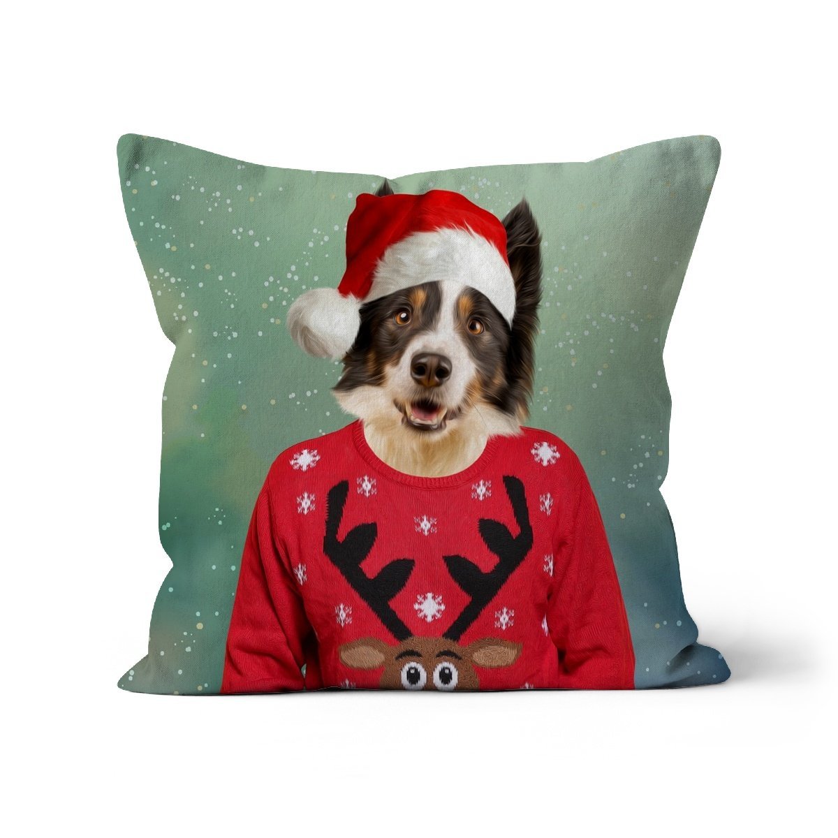 Christmas Jumper Dude: Custom Pet Cushion - Paw & Glory - #pet portraits# - #dog portraits# - #pet portraits uk#pawandglory, pet art pillow,custom pillow of pet, print pet on pillow, dog on pillow, dog on pillow, custom cat pillows