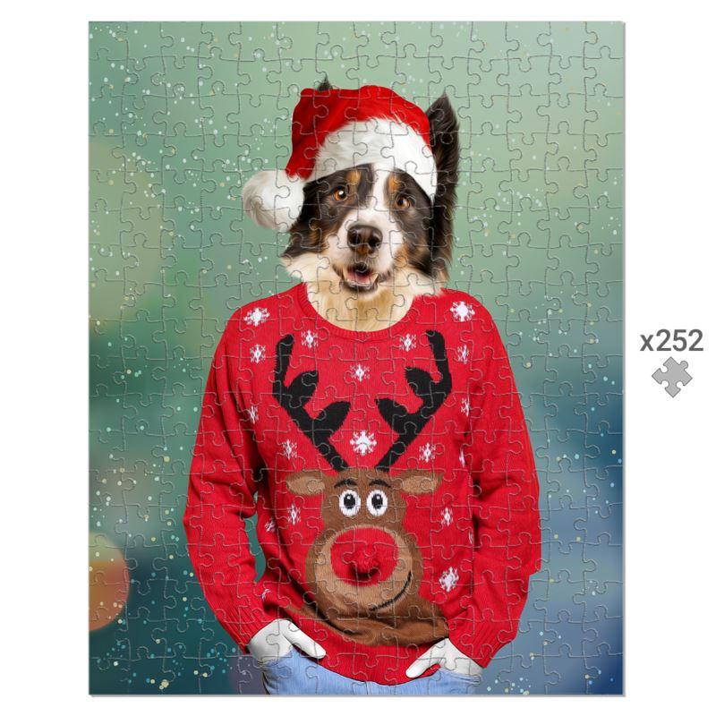 Christmas Jumper Dude: Custom Pet Puzzle - Paw & Glory - #pet portraits# - #dog portraits# - #pet portraits uk#paw and glory, custom pet portrait Puzzle,renaissance pet portrait, dog pop art, pet photos, dog artist, puzzle pet portraits