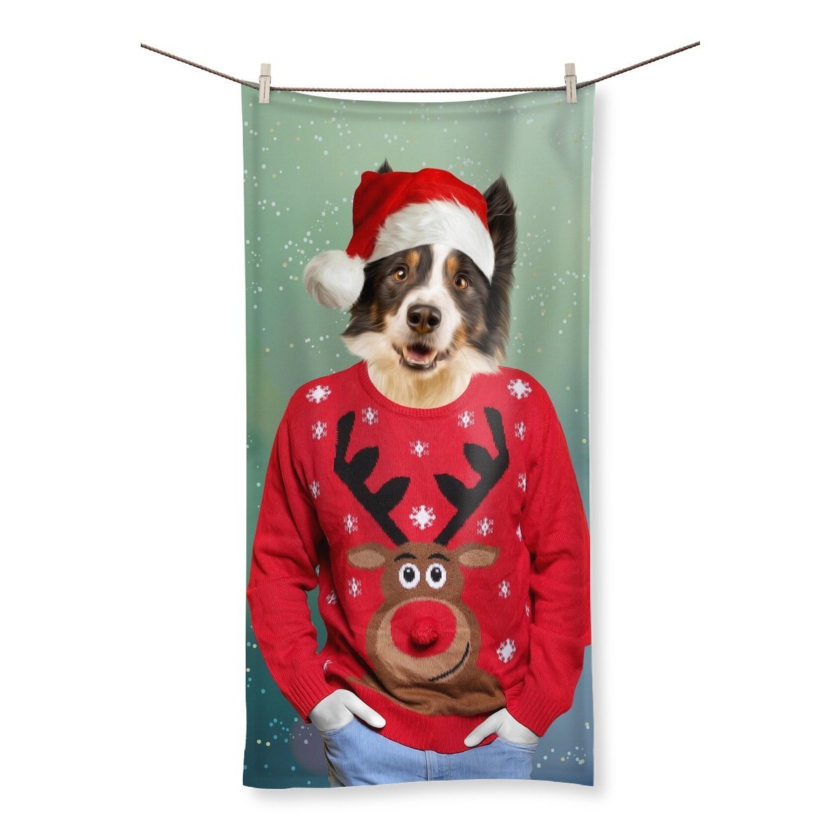 Christmas Jumper Dude: Custom Pet Towel - Paw & Glory - #pet portraits# - #dog portraits# - #pet portraits uk#Paw & Glory, paw and glory, pet portraits in oils, personalized pet and owner canvas, hogwarts dog houses, my pet painting, painting pets, aristocrat dog painting, pet portrait,pet art Towel,