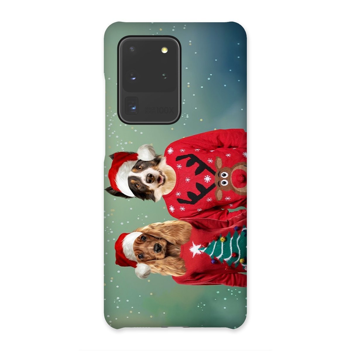 Christmas Jumper Duo: Custom Pet Phone Case - Paw & Glory - paw and glory, personalized dog phone case, pet phone case, personalised dog phone case uk, personalised cat phone case, dog phone case custom, personalised iphone 11 case dogs, Pet Portraits phone case,