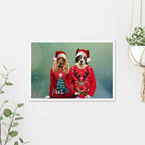Christmas Jumper Duo: Custom Pet Poster - Paw & Glory - #pet portraits# - #dog portraits# - #pet portraits uk#