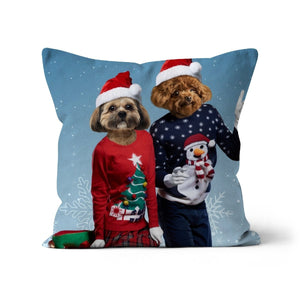 Christmas Lovers: Custom Pet Cushion - Paw & Glory - #pet portraits# - #dog portraits# - #pet portraits uk#paw and glory, custom pet portrait cushion,dog pillow custom, custom pet pillows, pup pillows, pillow with dogs face, dog pillow cases
