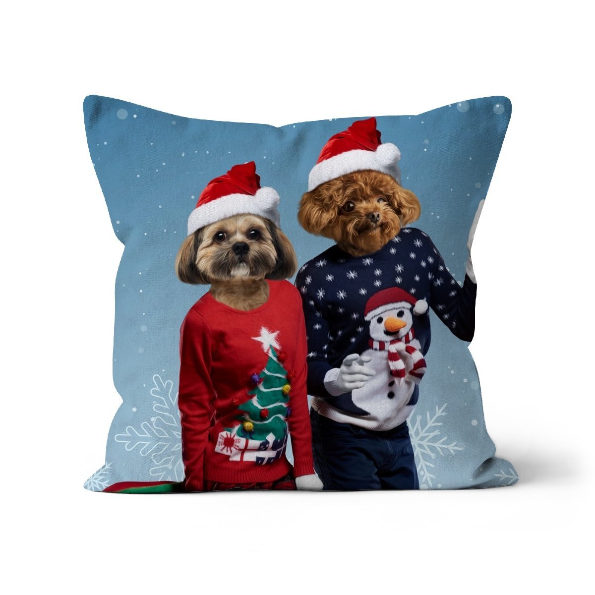 Christmas Lovers: Custom Pet Cushion - Paw & Glory - #pet portraits# - #dog portraits# - #pet portraits uk#paw & glory, custom pet portrait pillow,pillow personalized, pet pillow, pillow custom, personalised dog pillows, personalised pet pillows