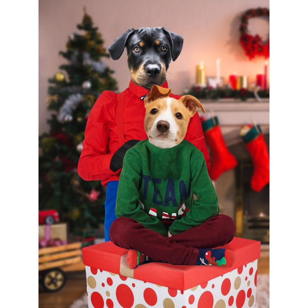 Christmas Mama & Child: Custom Digital Pet Portrait - Paw & Glory - #pet portraits# - #dog portraits# - #pet portraits uk#