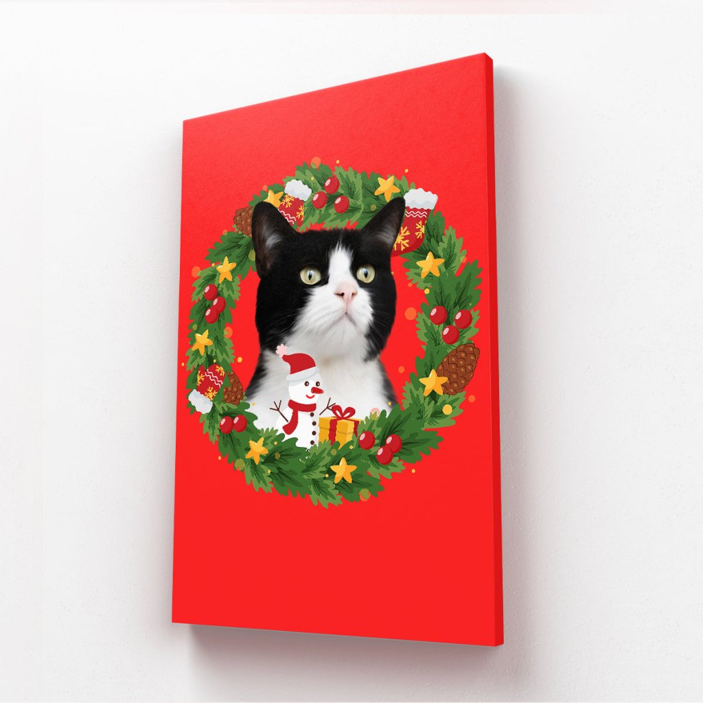 Christmas Wreath: Minimalist Custom Pet Canvas - Paw & Glory - #pet portraits# - #dog portraits# - #pet portraits uk#