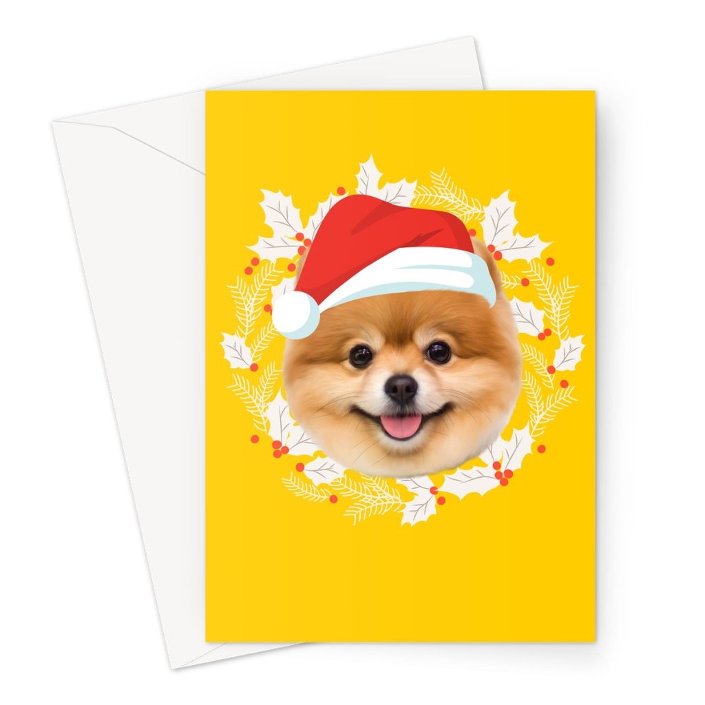 Christmas Wreath: Minimalist Custom Pet Greeting Card - Paw & Glory - #pet portraits# - #dog portraits# - #pet portraits uk#