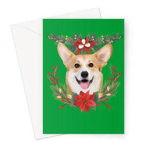Christmas Wreath: Minimalist Custom Pet Greeting Card - Paw & Glory - #pet portraits# - #dog portraits# - #pet portraits uk#