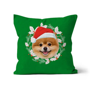 Christmas Wreath: Minimalist Custom Pet Pillow - Paw & Glory - #pet portraits# - #dog portraits# - #pet portraits uk#