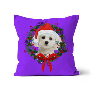 Christmas Wreath: Minimalist Custom Pet Pillow - Paw & Glory - #pet portraits# - #dog portraits# - #pet portraits uk#