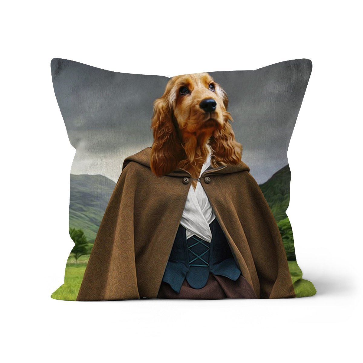 Claire (Outlander Inspired): Custom Pet Cushion - Paw & Glory - #pet portraits# - #dog portraits# - #pet portraits uk#paw and glory, custom pet portrait cushion,dog on pillow, custom cat pillows, pet pillow, custom pillow of pet, pillow personalized