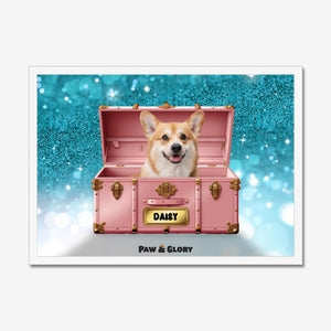 Cotton candy pink Luxury Trunk: Custom Pet Portrait - Paw & Glory - #pet portraits# - #dog portraits# - #pet portraits uk#