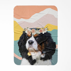 Custom Minimalist Full Blossom Crown: Pet Portrait Fleece Blanket - Paw & Glory - #pet portraits# - #dog portraits# - #pet portraits uk#