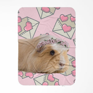 Custom Minimalist Pink Blossom Crown: Pet Portrait Fleece Blanket - Paw & Glory - #pet portraits# - #dog portraits# - #pet portraits uk#