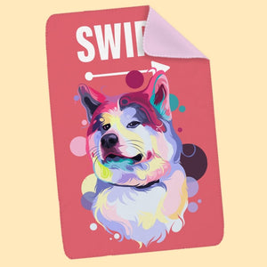 Custom Pastel Pop: Pet Portrait Fleece Blanket - Paw & Glory - #pet portraits# - #dog portraits# - #pet portraits uk#