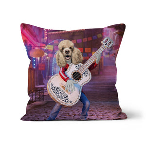 The Miguel (Coco Inspired), Paw & Glory, paw and glory, pillows with pictures of pets, pillows with dogs picture, pillow of your dog, custom printed pillows, make your pet a pillow, my pet pillow, Pet Portrait cushion,