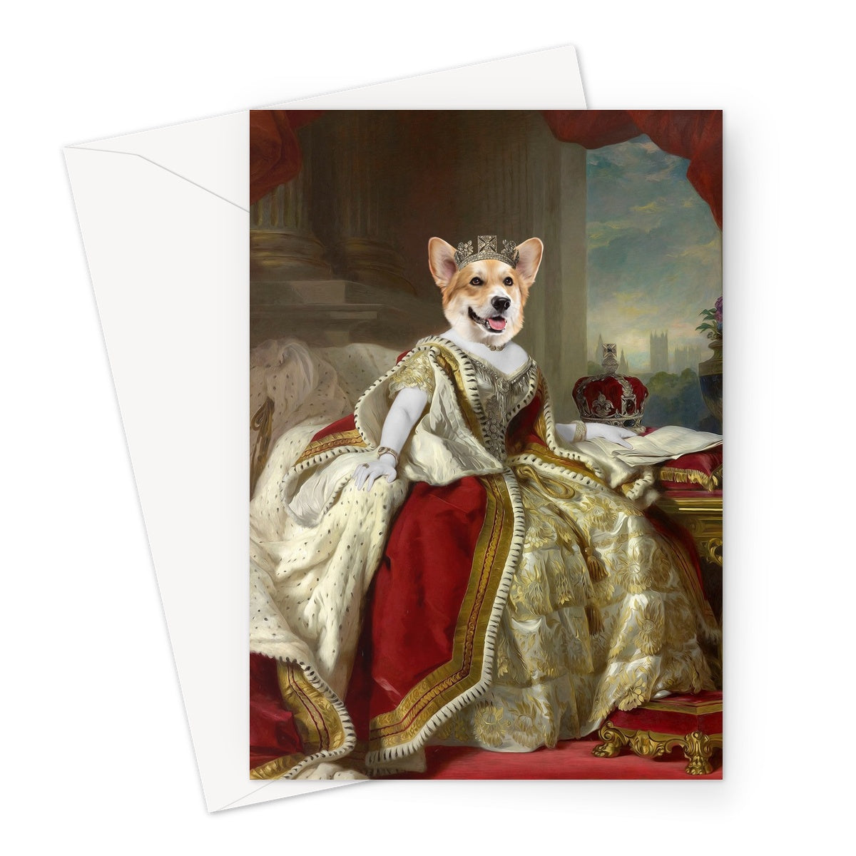 The Queen: Custom Pet Greeting Card, Paw & Glory,paw and glory, Paw & Glory, pawandglory, custom pet painting, dog canvas art, paintings of pets from photos, custom dog painting, pet portraits,