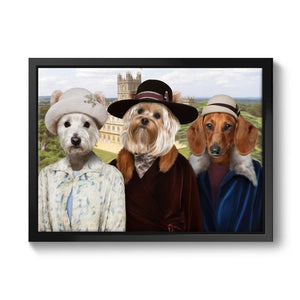 Downton Ladies: Custom 3 Pet Canvas - Paw & Glory - #pet portraits# - #dog portraits# - #pet portraits uk#paw and glory, custom pet portrait canvas,dog canvas personalized, dog canvas bag, canvas of your pet, pet canvas art, custom pet canvas portraits