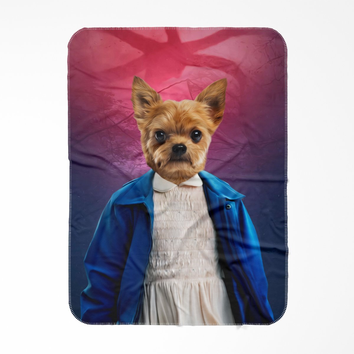 Eleven (Stranger Things Inspired): Custom Pet Blanket - Paw & Glory - #pet portraits# - #dog portraits# - #pet portraits uk#Pawandglory, Pet art blanket,custom puppy blankets, blanket with your dog on it, custom dog face blanket, blanket of dog, dog personalized blanket
